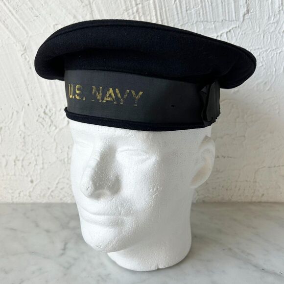 U.S. Navy Beret  Wool Hat Vintage World War II Military Signed Dickey Size 6-7/8 - Picture 1 of 10